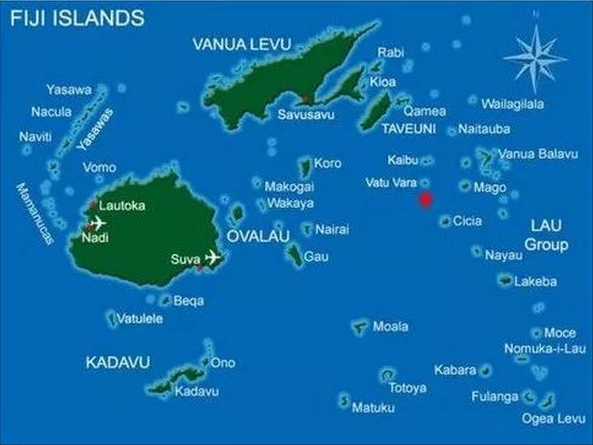 Cartina geografica mappa - isole Fiji Carta capitale Suva